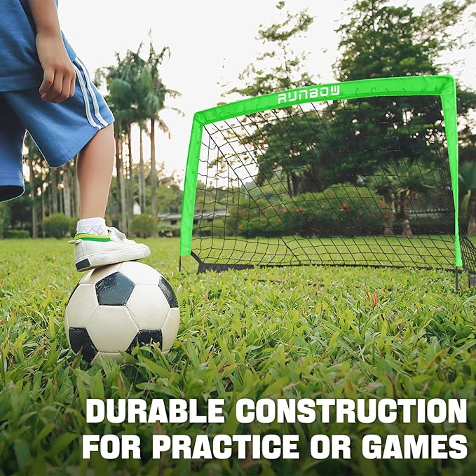 RUNBOW 5x3 ft Portable Kids Soccer Goal for Backyard Practice Soccer Net with Carry Bag