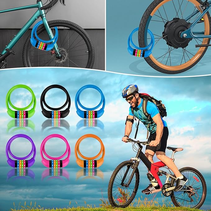 Bike Lock Cable, 4-Digit Combination With Metal Lock Head, Resettable, 2 Feet x 0.45 in, for Bicycle, Scooter, Skateboard, Motorcycle, E-Bike (Black)