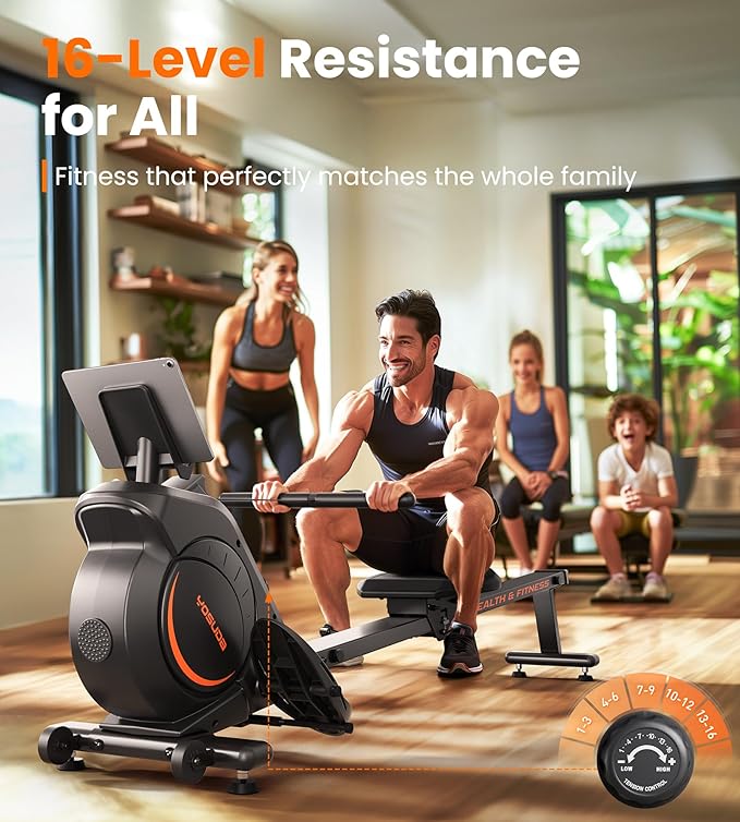 YOSUDA Magnetic/Water Rowing Machine for Home - Rower Machine Use with Bluetooth, App Supported, Rowing Machine for Taller Power Athletes, Comfortable Seat Cushion
