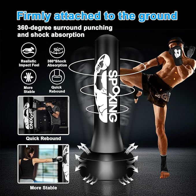 Freestanding Punching Bags for Adults Teens - 70" Heavy Bag with Stand Men Standing Boxing Inflatable Kickboxing Training MMA Muay Thai Fitness