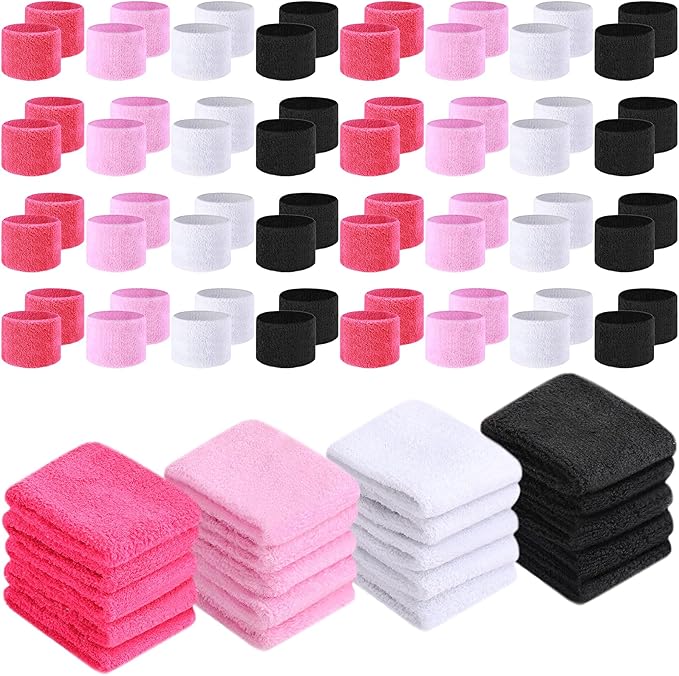 Lounsweer 72 Pcs Bulk Sports Wristbands - Sweatbands for Kids, Gifts, Party Favors, Athletics, and Fans