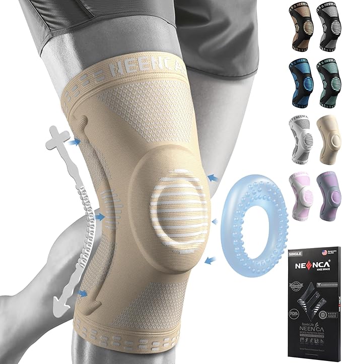 NEENCA Knee Brace for Women & Men, Medical Knee Support with Patella Pad & Side Stabilizers, Knee Compression Sleeve for Knee Pain, Meniscus Tear, ACL, Joint Pain, Runner, Workout