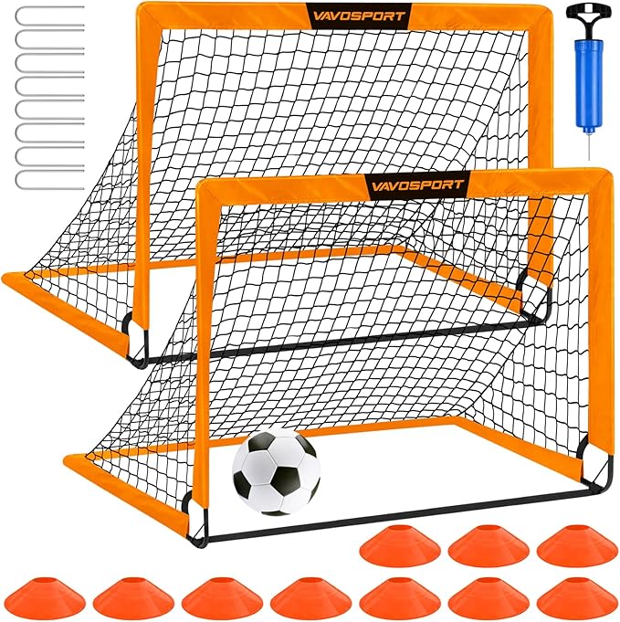 Kids Soccer Goals for Backyard Set - 2 of 4' x 3' Portable Soccer Goal Training Equipment, Pop Up Toddler Soccer Net with Soccer Ball, Soccer Set for Kids, Youth Outdoor Games, Sports, Play