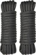 Boat Dock Lines 2 Pack 3/8" x 25' Double Braided Nylon Boat Ropes for Docking with 12" Loop, Marine Grade High Strength Boat Lines, Premium Marine Rope Mooring Lines, Easy Handling, Black