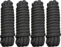 4 Pack 5/8" x 20' Dock Lines - Marine Grade Nylon Boat Rope with 15" Loop for Docking and Mooring - Double Braided Boat Lines, High Strength, Easy Handling, Fray Resistant - Black