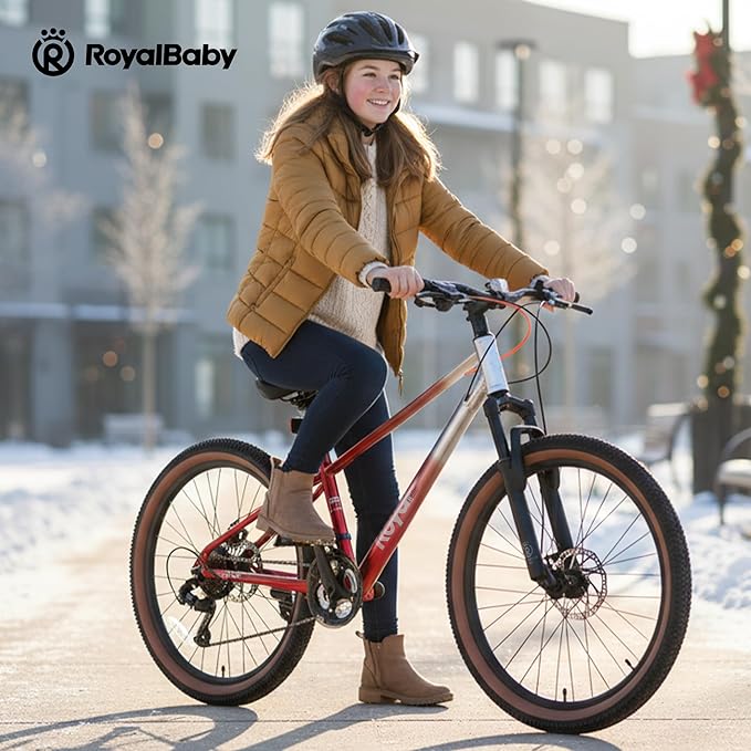 RoyalBaby Kids Mountain Bike for Boys and Girls, Ultra-Light Aluminum 20-24 Inch Wheel Bicycle for 6-14 Years Old Children, 7/21-Speeds Drivetrain