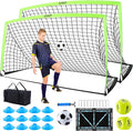 2 Pack Kids Soccer Goal for Backyard Set 9x5FT Portable Pop Up Soccer Net Training Equipment with Soccer Ball, Training Dice Mat, Cones and Carry Bag for Youth Toddler Teams Indoor Outdoor Sport Game