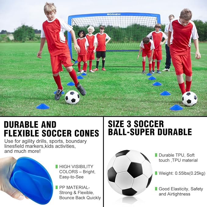 Kids Soccer Goal for Backyard Set - 2 Set of 6X4 / 4X3 ft Toddler Soccer Nets Training Equipment, Soccer Ball, Pop Up Portable Soccer Set for Kids and Youth Games and Training Goals Ages 3-16 Gift