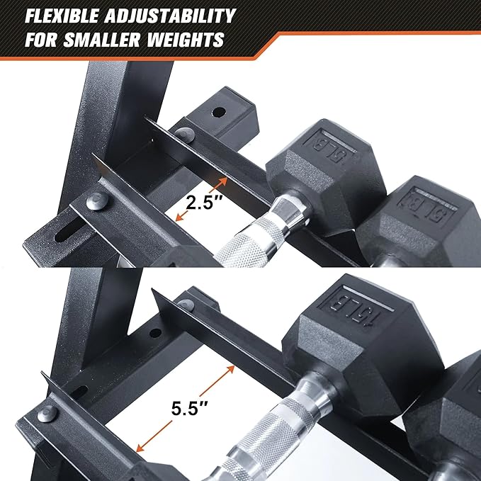 3-Tier Dumbbell Rack Multilevel Weight Storage Organizer for Home Gym, Weight Rack for Dumbbells, Kettlebells, 1100LBS(Rack Only)