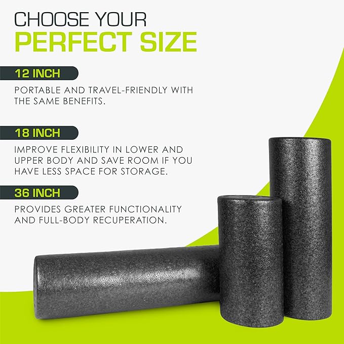 ProsourceFit High Density Foam Rollers 36 - inches Long,Firm Full Body Athletic Massage Tool for Back Stretching, Yoga, Pilates, Post Workout Muscle Recuperation