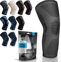POWERLIX Knee Compression Sleeve - Best Knee Brace for Knee Pain for Men & Women – Knee Support for Running, Basketball, Volleyball, Weightlifting, Gym, Workout, Sports - (Gray L)