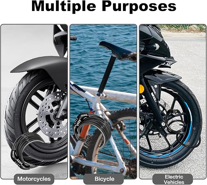 Bike Lock Cable, Bike Accessories Bicycle Lock, Bike Locks Heavy Duty Anti Theft, Combination Cable Lock for Outdoor Equipment, Black (2 Pcs, 3Ft, Preset Combo)