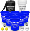 BucketBall | Team Color Edition | Combo Pack (Navy Blue/White): Original Yard Pong Game: Best Camping, Beach, Lawn, Outdoor, Family, Adult, Tailgate, Jumbo, Giant Game