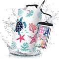 Waterproof Dry Bag,Sea Turtle Coral Starfish Small Waterproof Backpack 2L/5L/10L/20L/30L/40L Floating Lightweight Bags for Kayaking, Boating, Fishing, Swimming Camping with Waterproof Phone Case