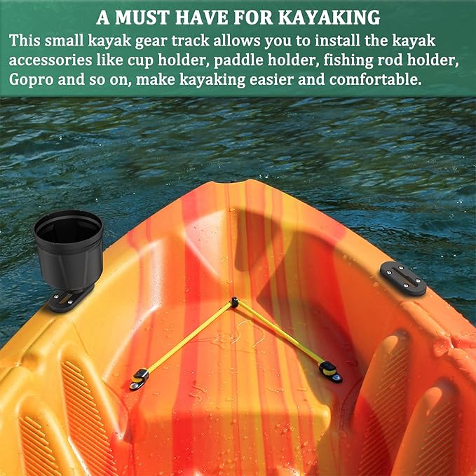 Kayak Track, Kayak Low Profile Track, Kayak Rail, Kayak Accessories Mount Track, Kayak Gear Track for Fishing Rod Holder, Fish Finder, Cup Holder, Anchor Cleats