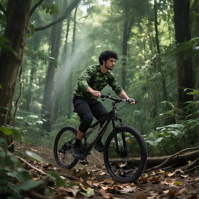 Mountain Bike 24 26 27.5 Inch, Dual Full Suspension Mens Womens Bike, 21 Speeds Dual Disc Brake Carbon Steel Bike, Boys Mens Mountain Bike for School Work Summer Camping, Birthday Gift Choice