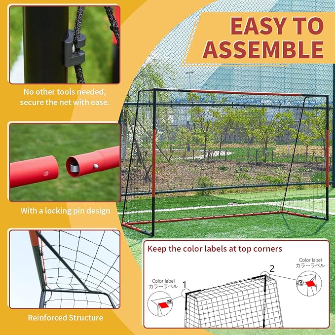 KAIHAOWIN Soccer Goal 3'x2.5'|6'x4'|8'x6'|10'x6.6'-Steel Frame Goal Post All Weather Soccer Net-Quick Assembly Training Sports Soccer Goals for Backyard Indoor Outdoor-Heavy Duty Metal Soccer Goals