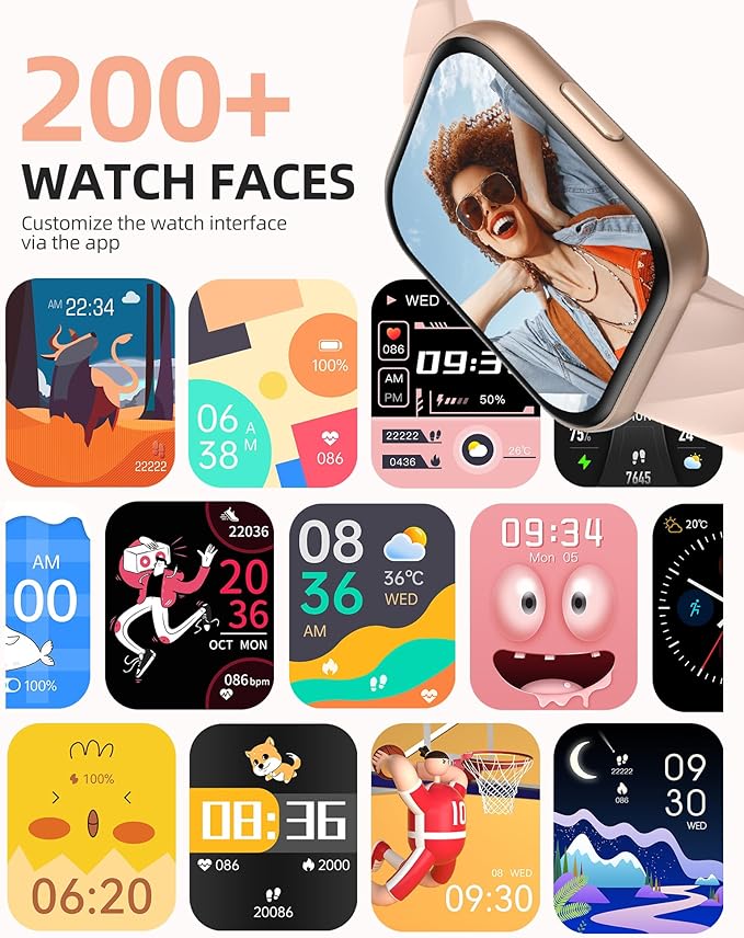 Parsonver Smart Watch, 5ATM Waterproof Swimming Watch, Fitness Activity Tracker with 110+ Sports Modes, Heart Rate/Sleep/SpO2/Calories Monitor, Pedometer, Fitness Watch for Android & iPhone, Rose Gold