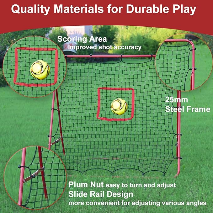 Soccer Rebounder Net - Portable Bounce Back Trainer for Soccer, Baseball, Softball & Lacrosse | Adjustable Practice Target Pitchback Net for Backyard Training Equipment Gift for Kids & Adults