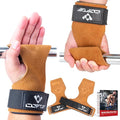 Weight Lifting Wrist Strap, Double Layer Leather Wrist Strap for Deadlift and Powerlifting, Adjustable Neoprene Padded Gym Workout Lifting Hooks (Pair)