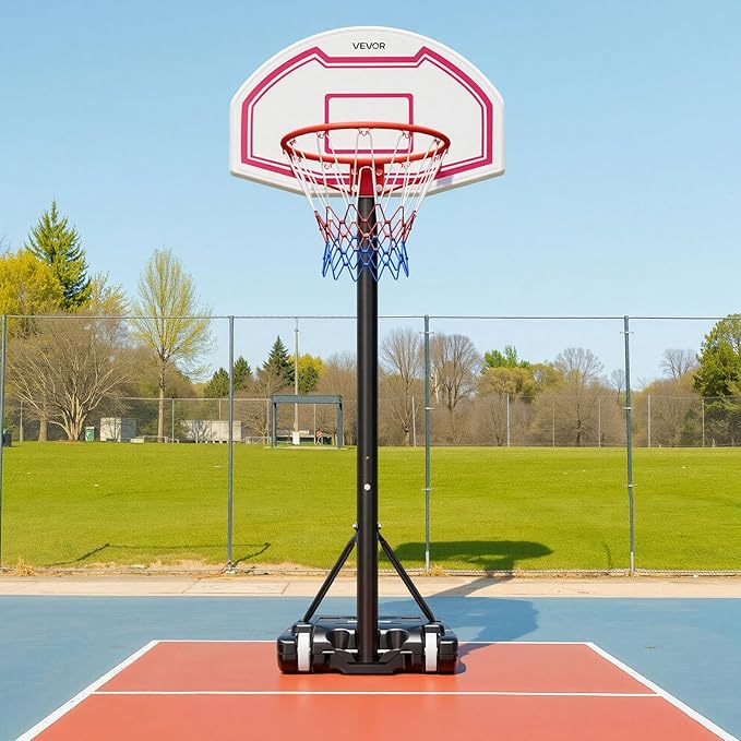 VEVOR Basketball Hoop/Rim, Adjustable Height Portable Backboard Court, Basketball Goal, Mobile Stand with Wheels Weighted Base, Youth&Adults, Outdoor/Indoor