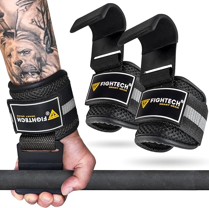 Premium Weight Lifting Hooks (Pair) - Heavy Duty Hand Grip and Wrist Straps Support - 9 mm Neoprene Padded for Deadlifts, Pull Ups, and Shrugs - Durable Workout Accessories for Men and Women