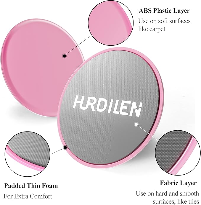Core Sliders, Exercise Gliding Discs Dual Sided Use on Carpet and Hardwood Floors, Lightweight and Perfect Fitness Apparatus for Training Abdominal Core Strength