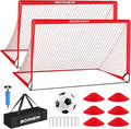 Kids Soccer Goal for Backyard Set - 2 Set of 4x3/ 5X3.6/7x5 ft Toddler Soccer Nets with 20ft Agility Ladder, Soccer Ball, Pop Up Portable Soccer Set for Kids and Youth Training Ages