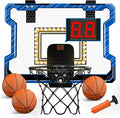 Mini Basketball Hoop Indoor with Scoreboard/LED Light, Glow in The Dark Door Basketball Hoop, Toy Gifts for Kids Boys Girls Teens Adults, Suit for Bedroom/Office/Outdoor/Pool, Blue