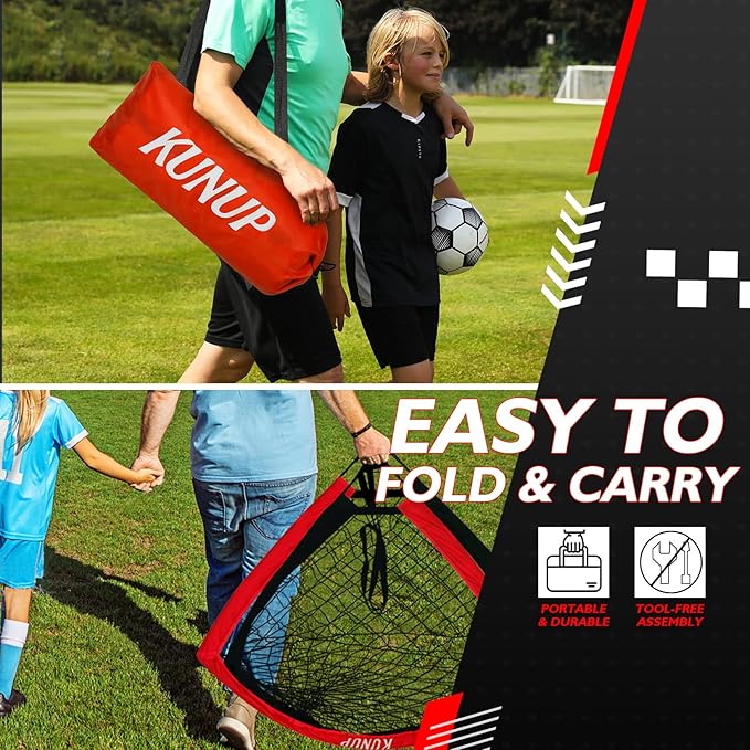 2 of 5×3 6x4 9x5 FT Portable Kids Soccer Goals Set, Foldable Soccer Practice Nets for Backyard with Carrying Bag for Toddler Youth Pop Up Soccer Training Equipment Indoor Outdoor Sports Game Gift