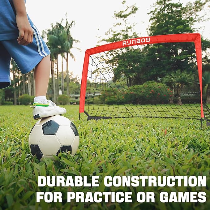 RUNBOW 5x3 ft Portable Kids Soccer Goal for Backyard Practice Soccer Net with Carry Bag