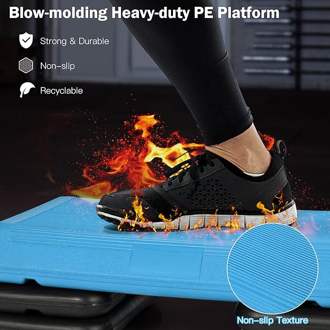 Goplus 29'' Workout Aerobic Stepper, 4”-6”-8” Height Adjustable Step Platform w/ 4 Risers, Non-slip Non-Stick Stepping Surface for Home Gym Exercise Fitness