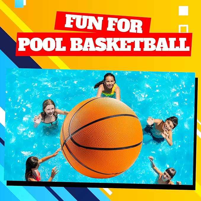Bedwina Mini Basketballs - (2 or 4 Pack) - Rubber 7 Inch, Size 3 - Mini Hoop Outdoor Basketball Set for Small Hoops Indoor & Outdoor Pool Parties - Kids Birthday Gift, Arcade Games