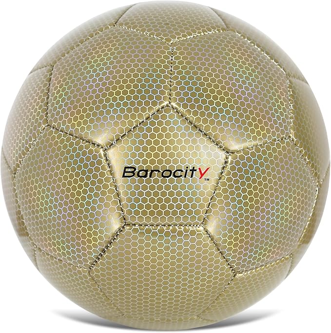 Soccer Ball - Premium Boy and Girl Official Match Ball with Cool Reflective Iridescent Rainbow Hex Pattern, Durable, Indoor, Outdoor, Training, Practice, Playtime and Games