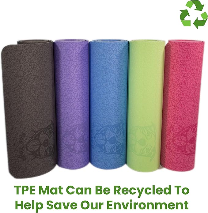 Koa Yoga Mat Essential TPE, Latex-free, Eco-friendly, Non-toxic, Non-slip, thick mat 6' x 2' x 8mm and a Donation to Charity