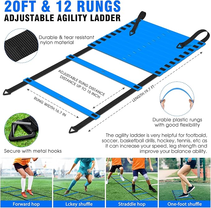 Kids Soccer Goals for Backyard Set of 2, 6x4 ft Portable Pop Up Soccer Goal Training Equipment with Soccer Ball, Ladder and Cones, Soccer Nets for Backyard for Kids Youth Toddler Outdoor Sports Games