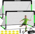 Kids Soccer Goal for Backyard Set - 2 Set of 7X5 / 6X4 ft Toddler Soccer Nets Training Equipment, Soccer Ball, Pop Up Portable Soccer Set for Kids and Youth Games and Training Goals Ages 3-16 Gift