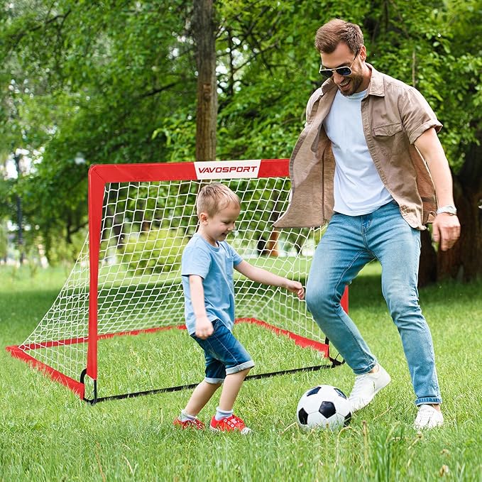 Kids Soccer Goals for Backyard Set - 2 of 4' x 3' Portable Soccer Goal Training Equipment, Pop Up Toddler Soccer Net with Soccer Ball, Soccer Set for Kids, Youth Outdoor Games, Sports, Play