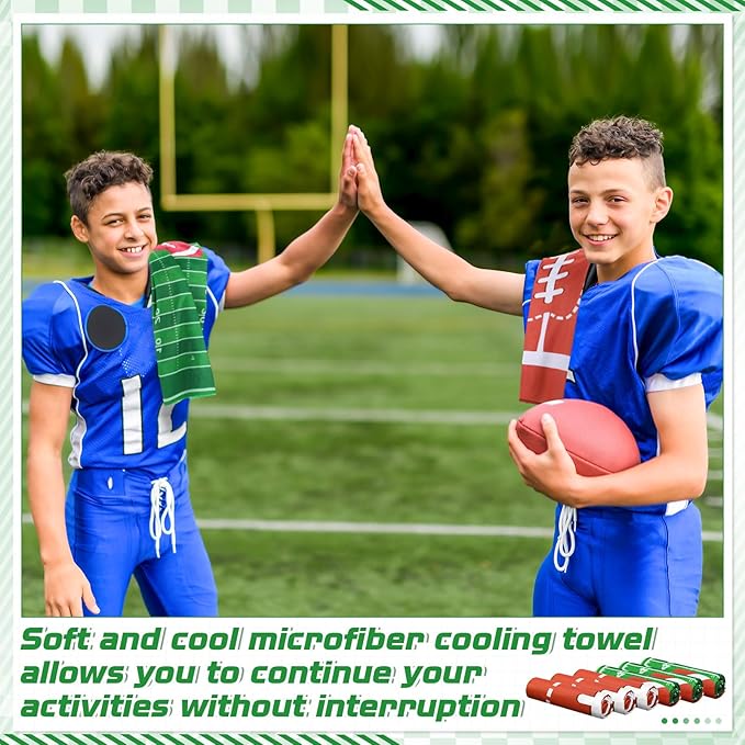 Sports Cooling Towels Baseball Basketball Softball Breathable Soccer Football Volleyball Microfiber Ice Towel Fast Drying for Party Favors Team Gift (24 Pcs,Football,30 x 9 Inch)