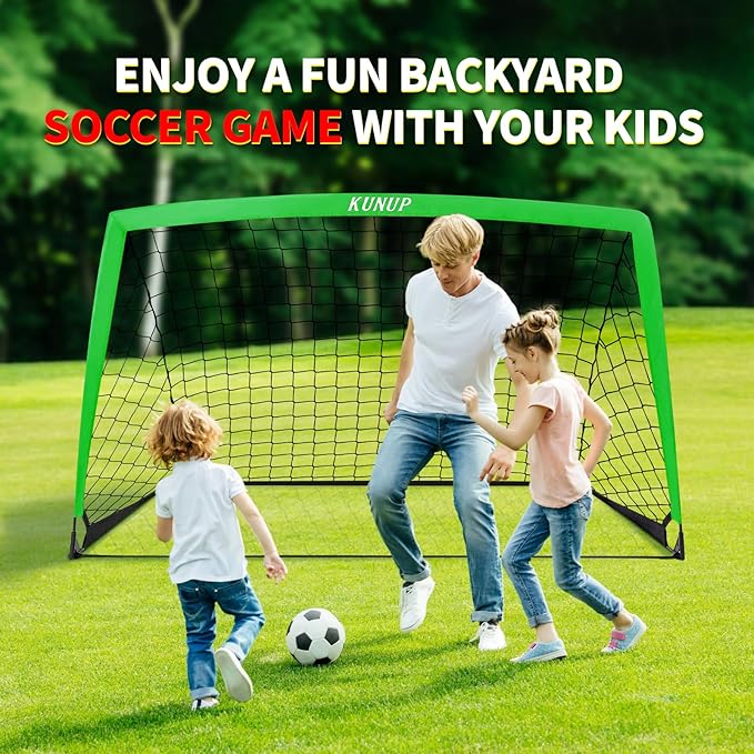 2 Pack Kids Soccer Goal for Backyard Set 5x3FT Portable Pop Up Soccer Net Training Equipment with Soccer Ball, Training Dice Mat, Cones and Carry Bag for Youth Toddler Teams Indoor Outdoor Sport Game