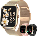 Smart Watch for Women Fitness Tracker: Gold Smart Watches for Women Digital Mens watches Make/Answer Call Waterproof Running Smartwatch Android Phone iPhone Samsung Compatible Heart Rate Monitor