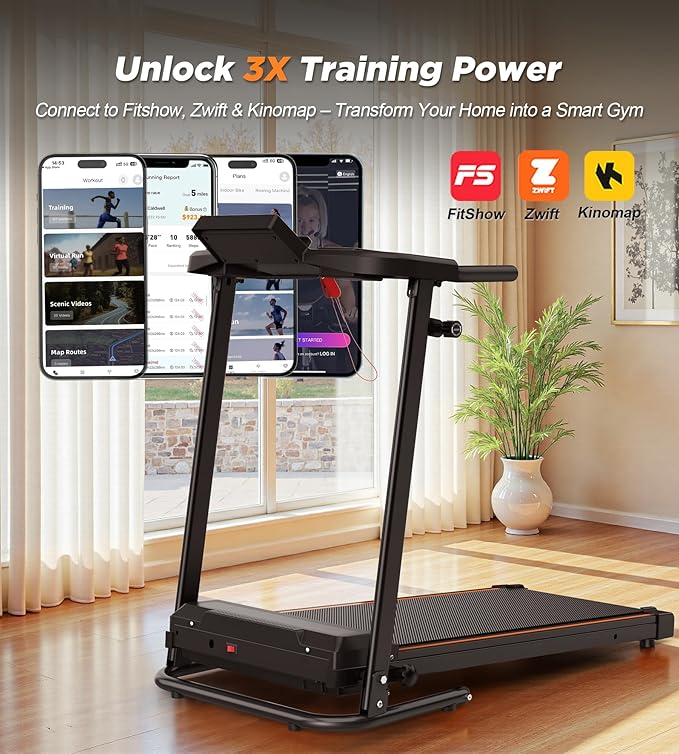 FYC Foldable Treadmills for Home Small, Compact Treadmill with Handles, Mini Treadmill for Small Spaces, 2.5HP & 300 LBS Capacity