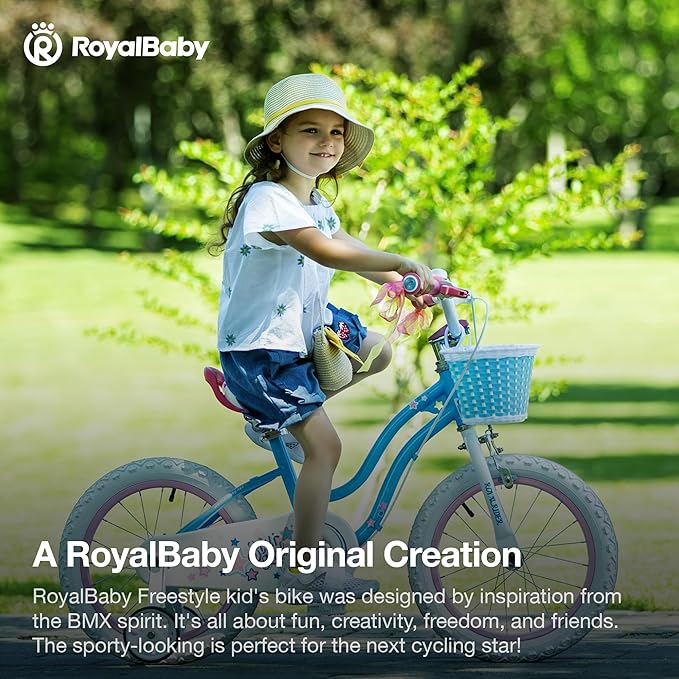 RoyalBaby Girls Bike EZ Bike Stargirl Training Free Balance to Pedal Easy Learning Bicycle, 12-20 Inch for Toddlers & Big Kids.