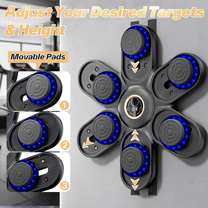 Sportneer Music Boxing Machine for Kids and Adults, Bluetooth Smart Music Punching Machine with Gloves and Movable Punching Pads, Wall Mounted Boxing Training Equipment for Home Gym Office Gift