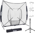 ZELUS 7x7 ft Baseball Softball Practice Net, Hitting and Pitching Net with Adjustable Batting Tee 2 Strike Zone, Portable Baseball Backstop Net with Carry Bag, Great for All Skill Levels