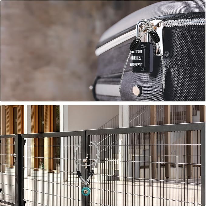 MECCANIXITY Security Steel Cable Lock, Safety Cable Flexible Wire Rope Luggage Lock 5feet 2.5mm Vinyl Coated Braided Steel with Double Loop for Bike Bicycle U-Lock Padlock Transparent