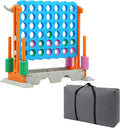 SDADI Height Adjustable 3-in-1 Giant 4 in a Row Connect Game, Jumbo 4-to-Score Game with Golf Game and Ring Toss Set, Indoor Outdoor Yard Game Party Game for Kids Adults and Family, Orange