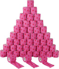 48 Pack Self Adhesive Bandage Wrap, 2” x 5 Yards Cohesive Medical Tape Elastic Grip Tape Black Sports Tape Athletic for Ankle, Wrist Sprains, Pet First Aid (Pink-Heart)