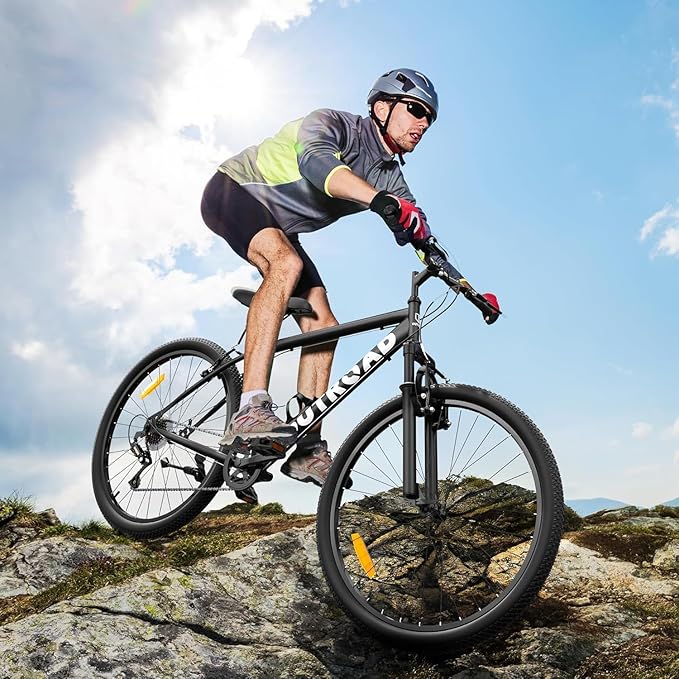 26 Inch Mountain Bike, 7-Speed High-Carbon Steel/Aviation Grade Frame with Dual Suspension, Adjustable Ergonomic Seat for Adults