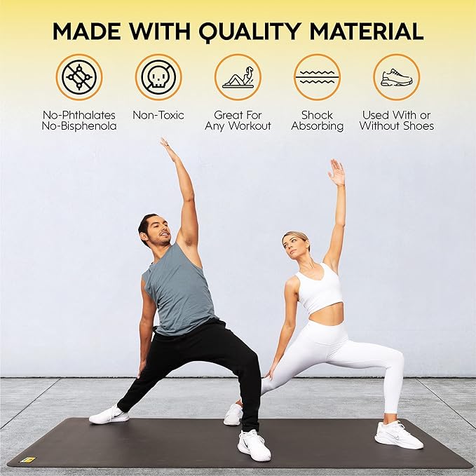 Pogamat Premium Exercise Mat 6’ x 4’ x ¼” | Non-Slip, Extra-Thick, Durable Floor Protection Mat for Home Gym Workouts, HIIT, Cardio & Yoga | Tear-Resistant, Noise-Reducing Surface for All Floors